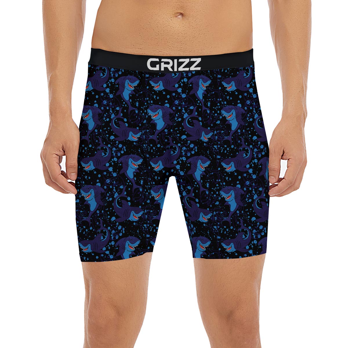 Shark Smiley Print Pattern Boxer Briefs-grizzshop
