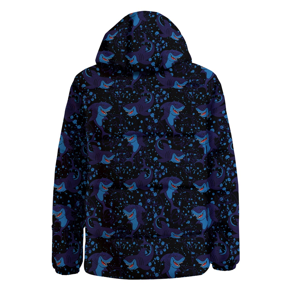 Shark Smiley Print Pattern Down Jacket-grizzshop