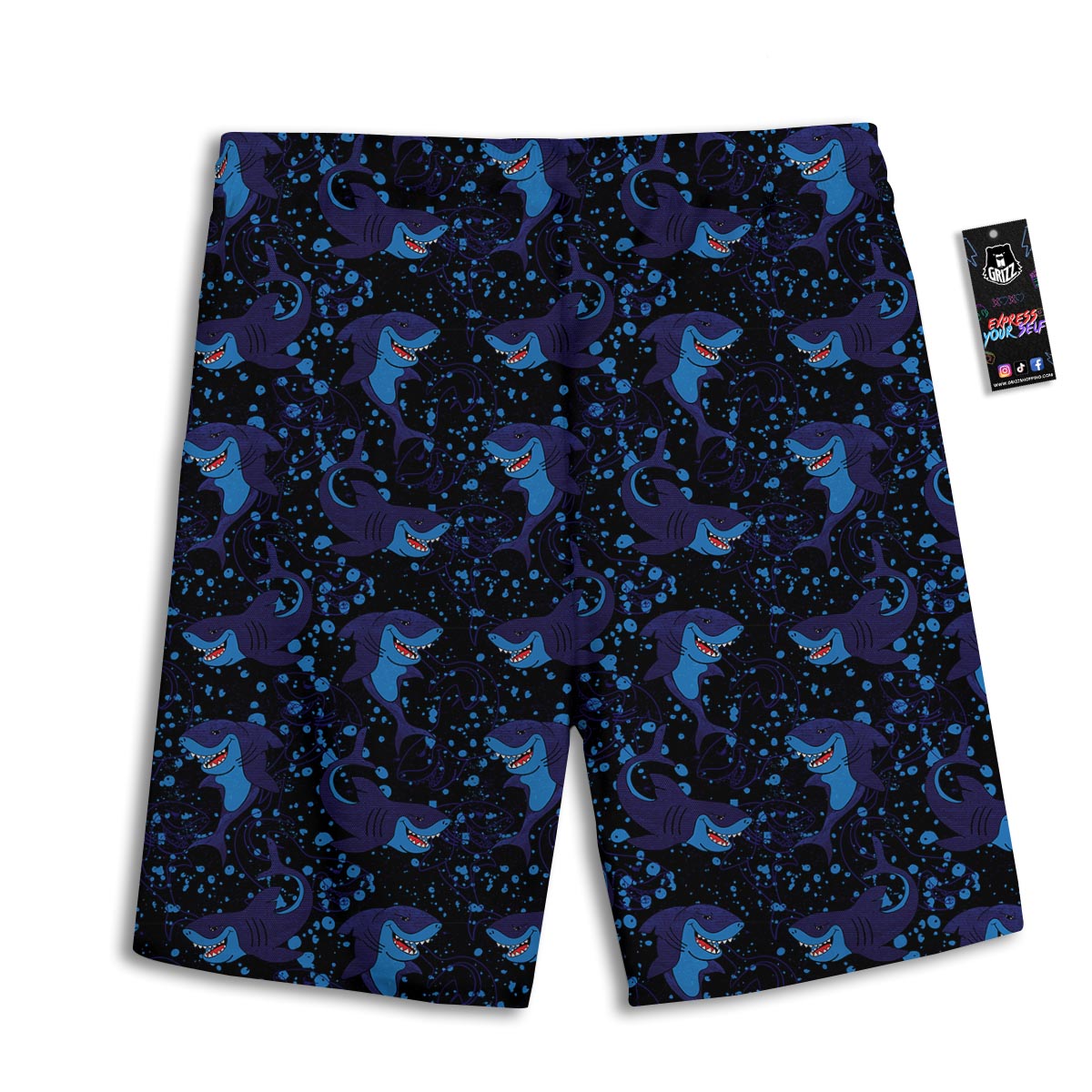 Shark Smiley Print Pattern Men's Athletic Shorts