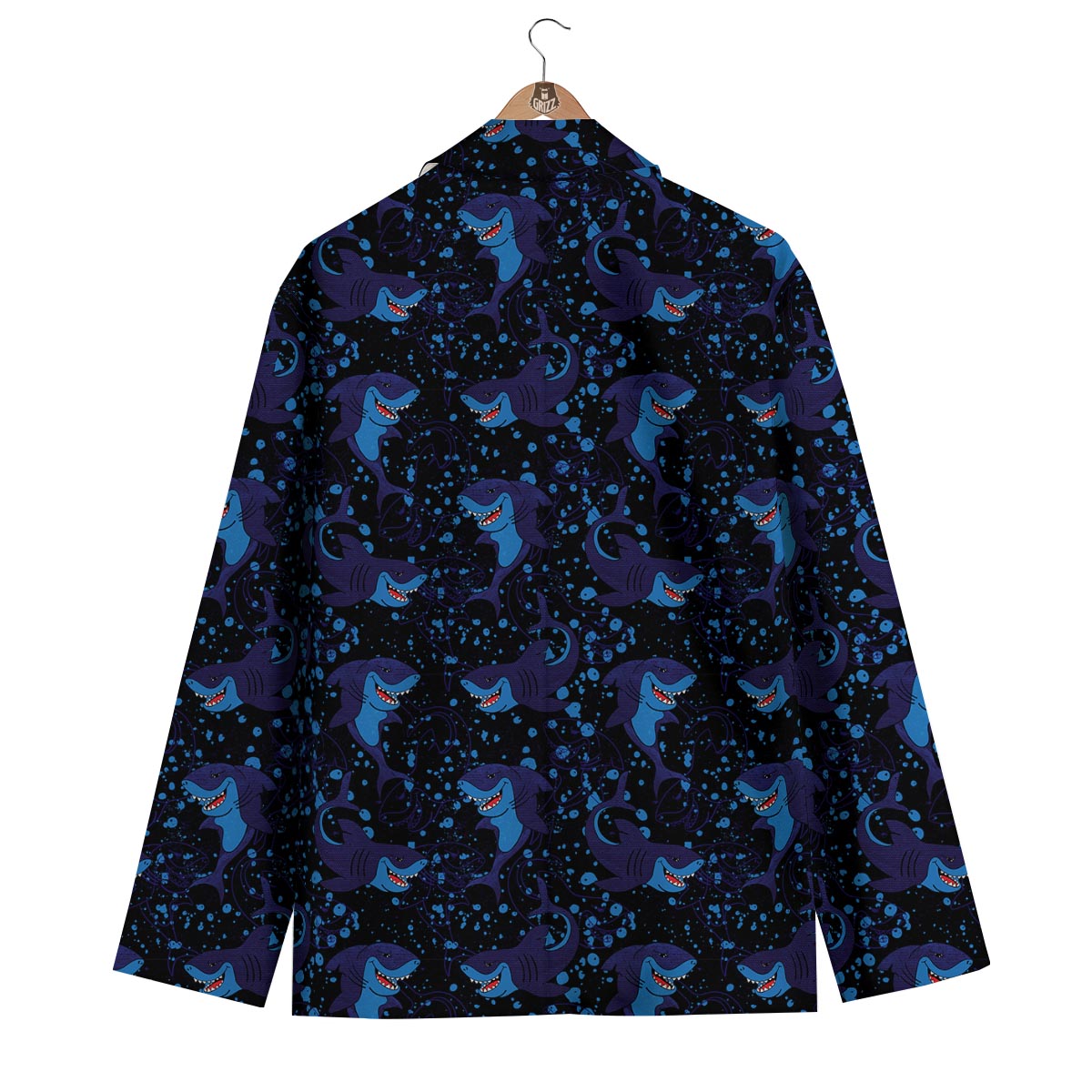 Shark Smiley Print Pattern Men's Blazer-grizzshop
