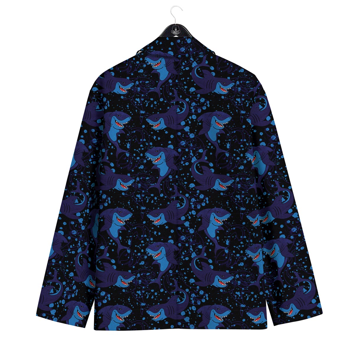 Shark Smiley Print Pattern Men's Sport Coat-grizzshop