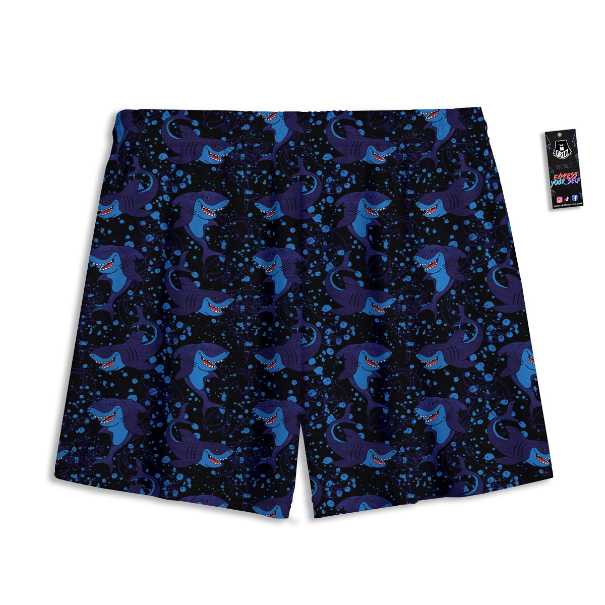 Shark Smiley Print Pattern Mesh Shorts