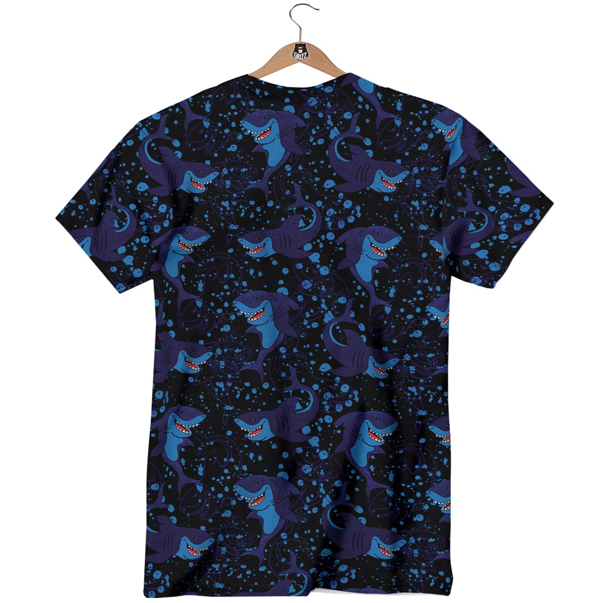 Shark Smiley Print Pattern T-Shirt-grizzshop