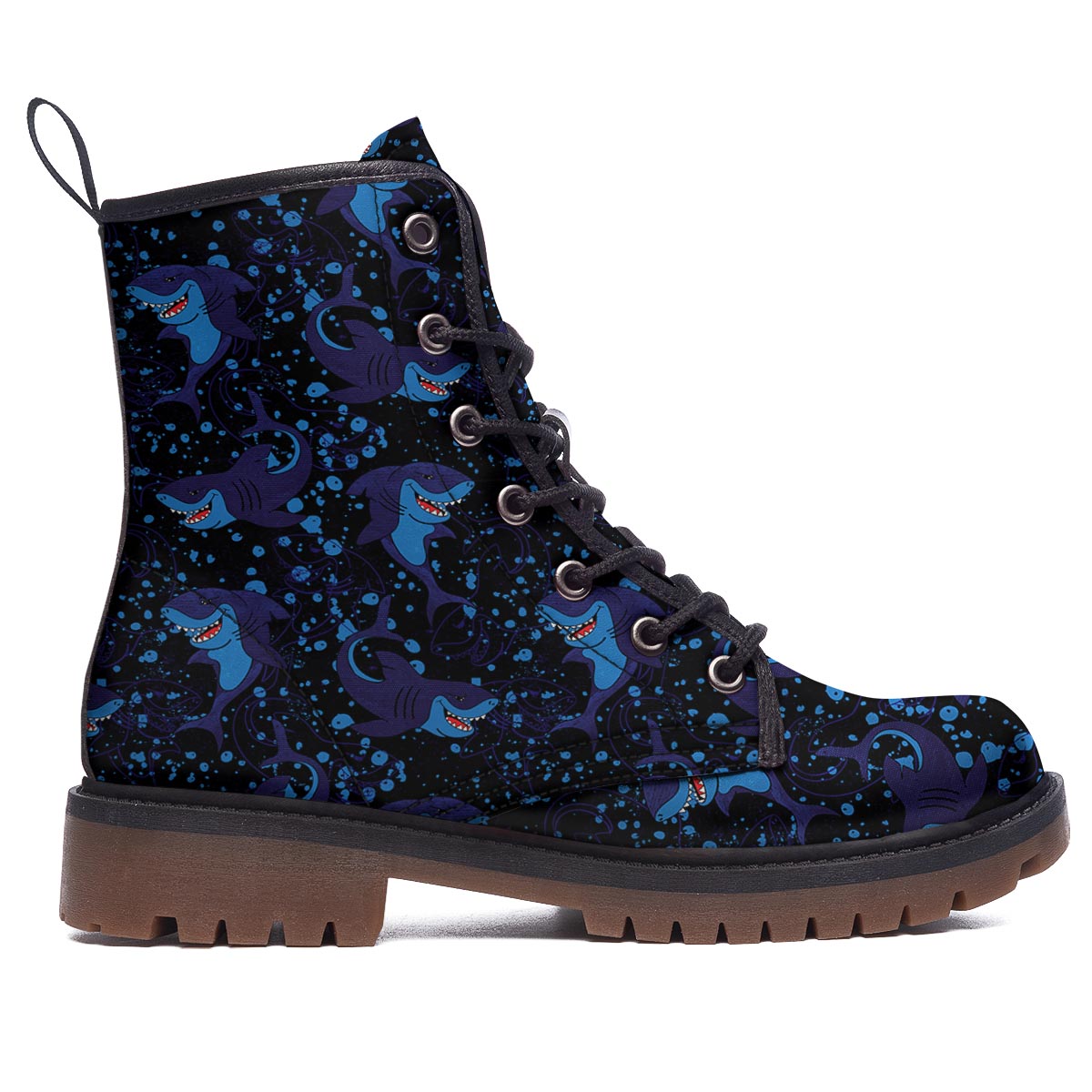 Shark Smiley Print Pattern Work Boots-grizzshop