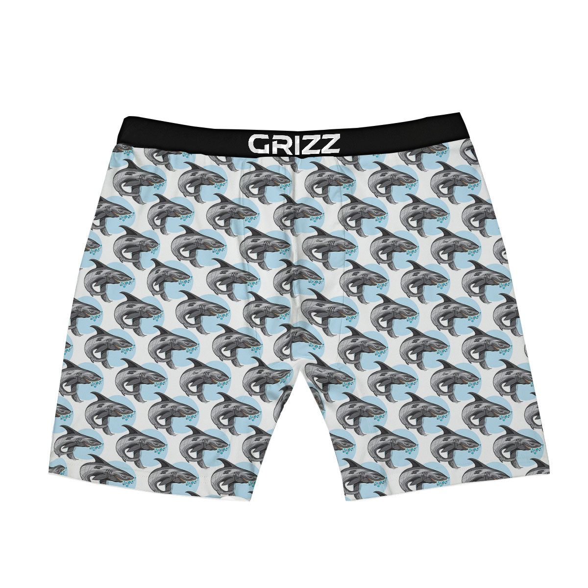 Shark White And Grey Print Pattern Boxer Briefs-grizzshop