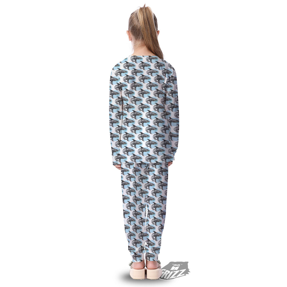 Shark White And Grey Print Pattern Kid's Pajamas-grizzshop