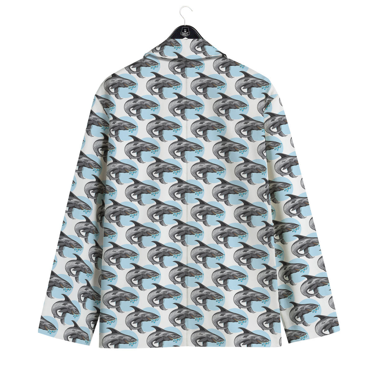 Shark White And Grey Print Pattern Men's Sport Coat-grizzshop
