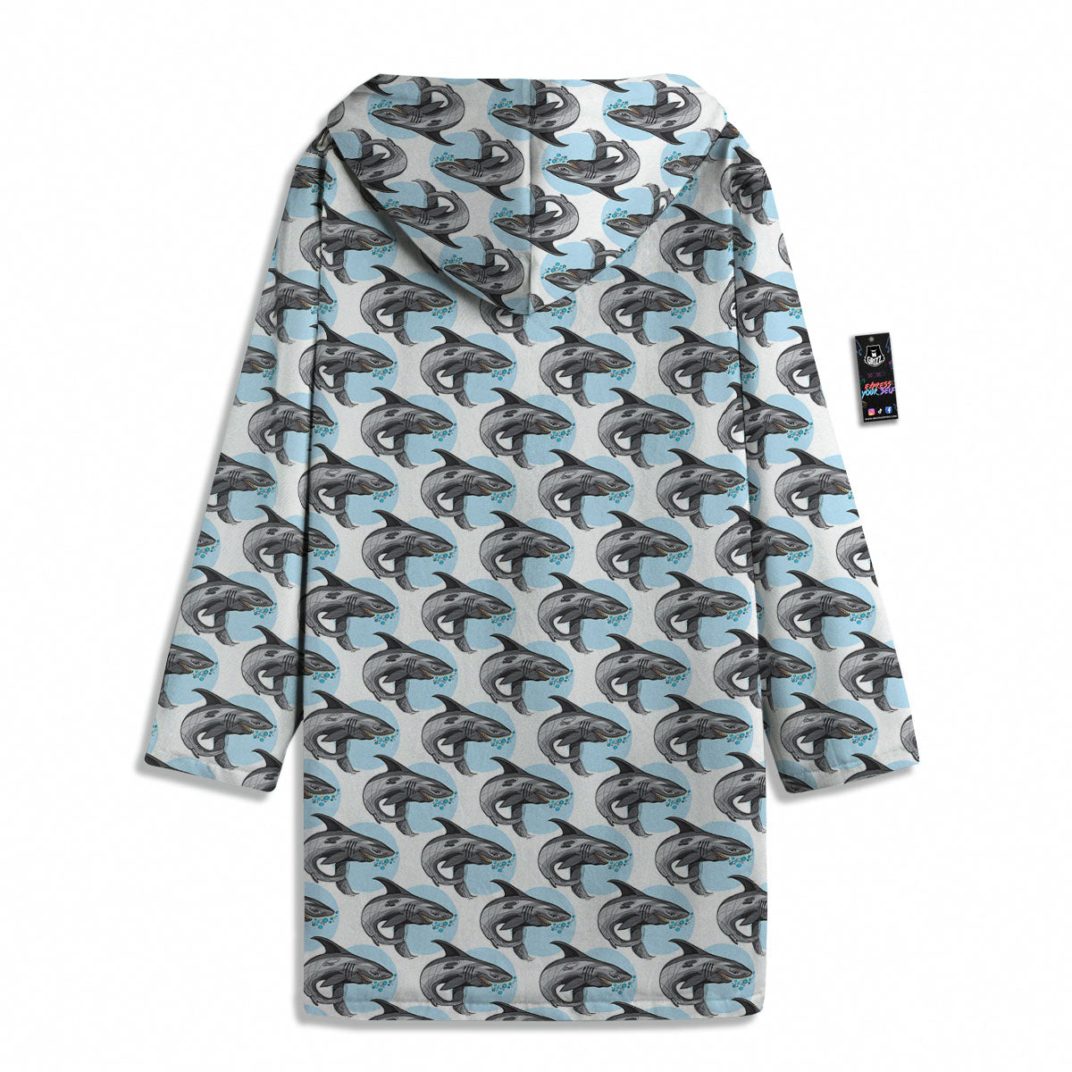 Shark White And Grey Print Pattern Men's Windbreaker Jacket-grizzshop