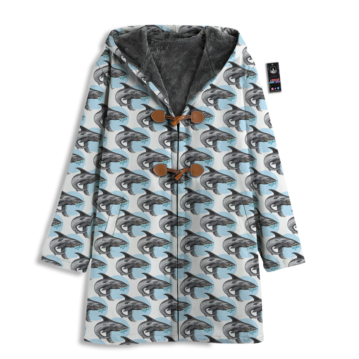 Shark White And Grey Print Pattern Men's Windbreaker Jacket-grizzshop