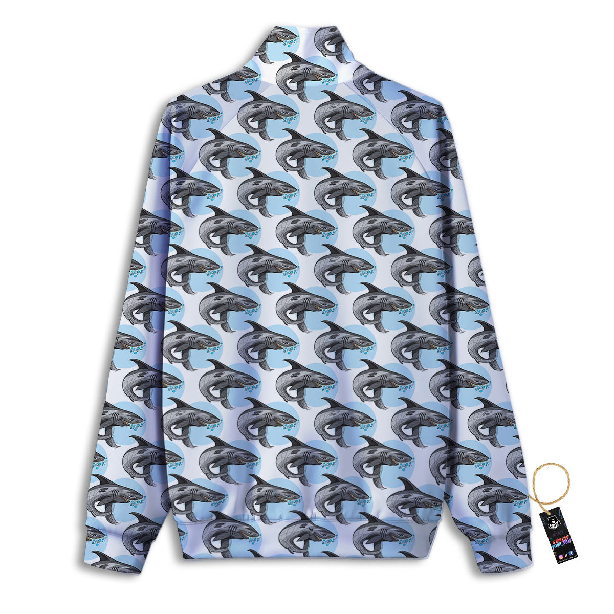 Shark White And Grey Print Pattern Track Jacket-grizzshop