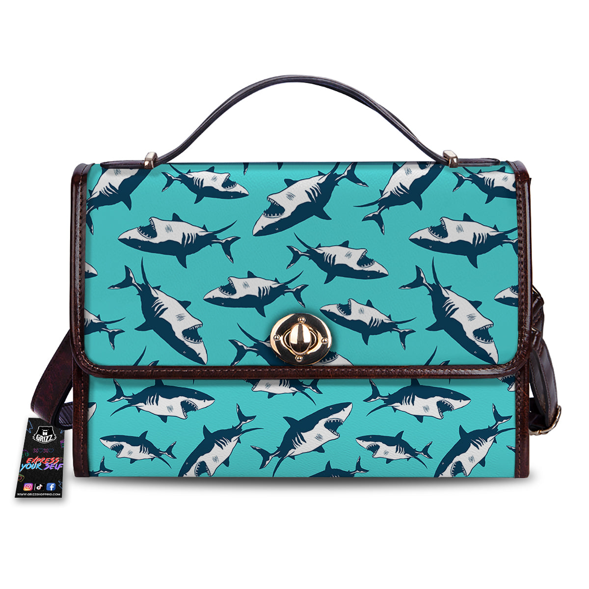 Shark Blue Print Pattern Women's Satchel Bag
