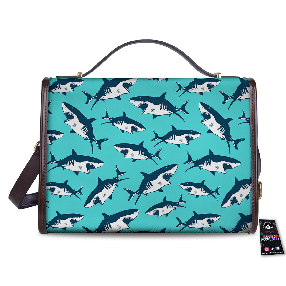 Shark Blue Print Pattern Women's Satchel Bag