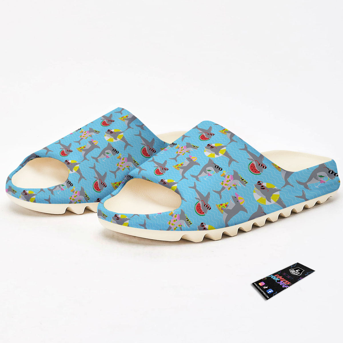 Shark Cartoon Print Pattern Sandals-grizzshop