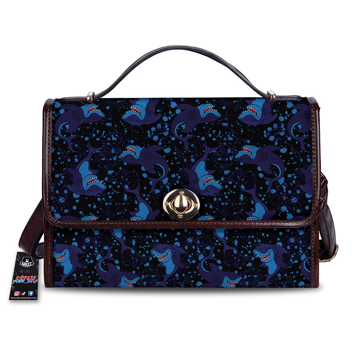 Shark Smiley Print Pattern Women's Satchel Bag