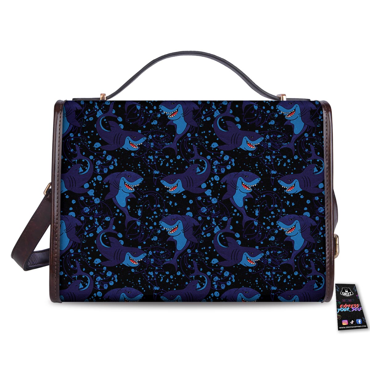 Shark Smiley Print Pattern Women's Satchel Bag