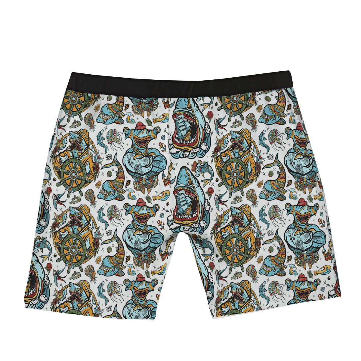 Sharks Underwater Tattoo Print Pattern Boxer Briefs-grizzshop