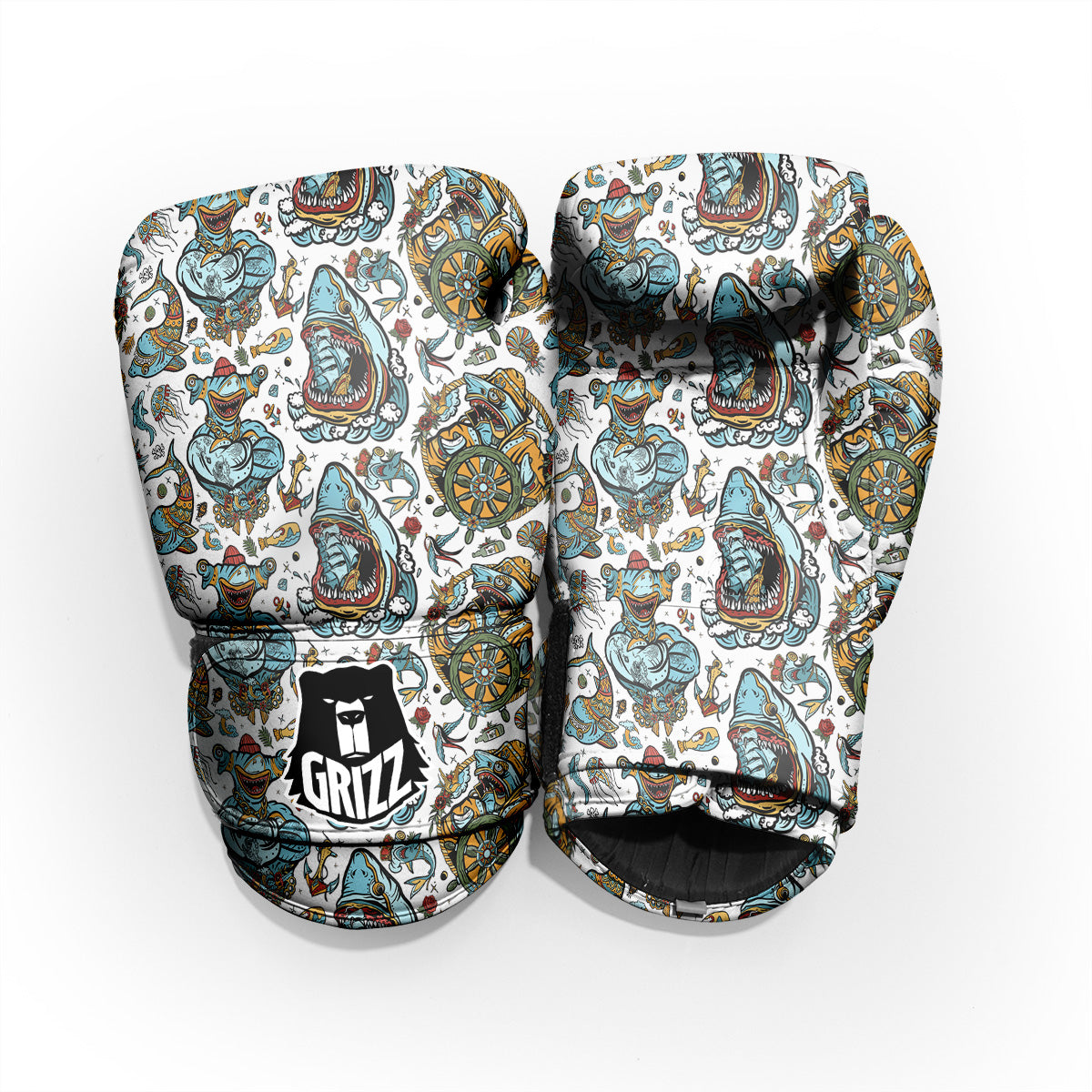 Sharks Underwater Tattoo Print Pattern Pro Boxing Glove