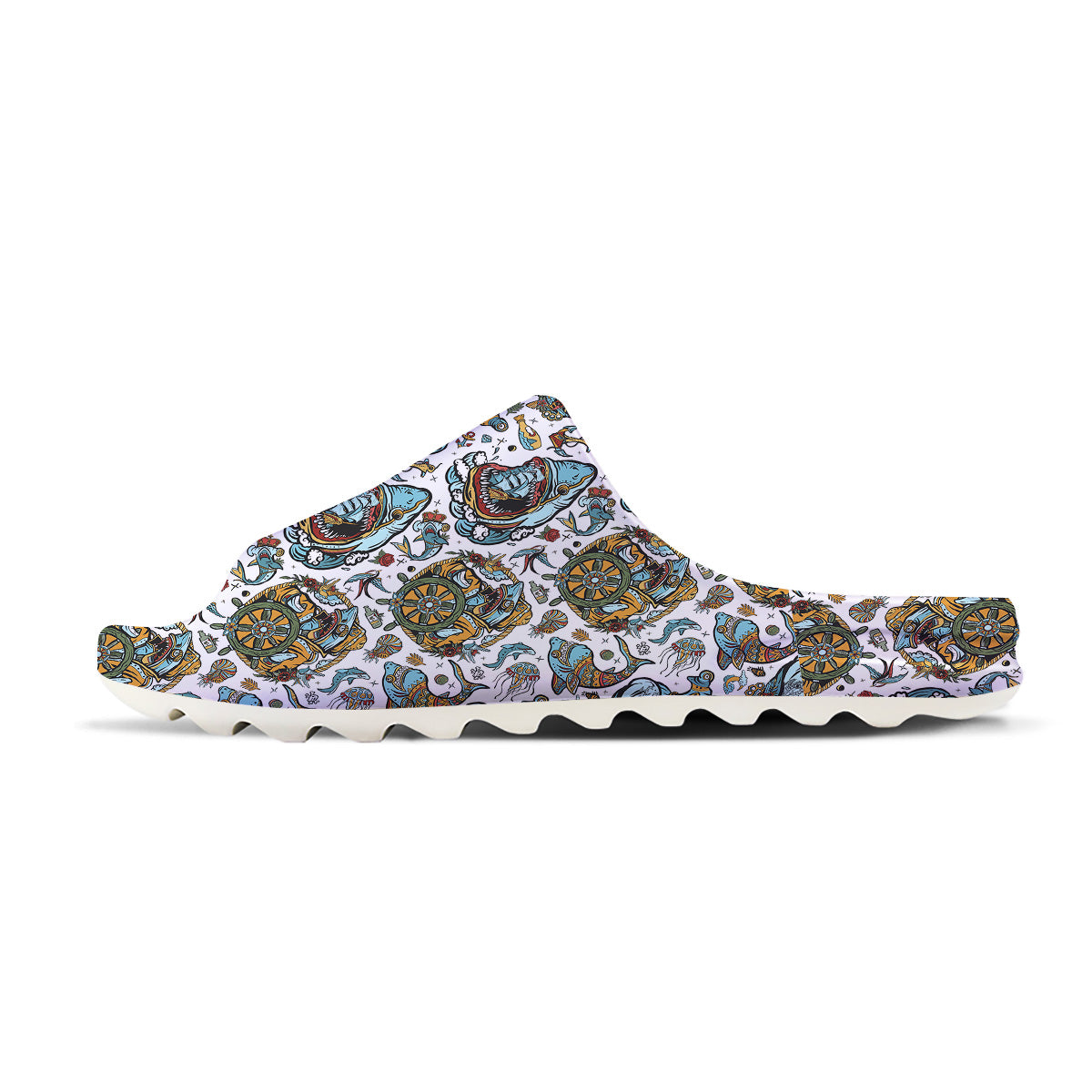 Sharks Underwater Tattoo Print Pattern Sandals-grizzshop