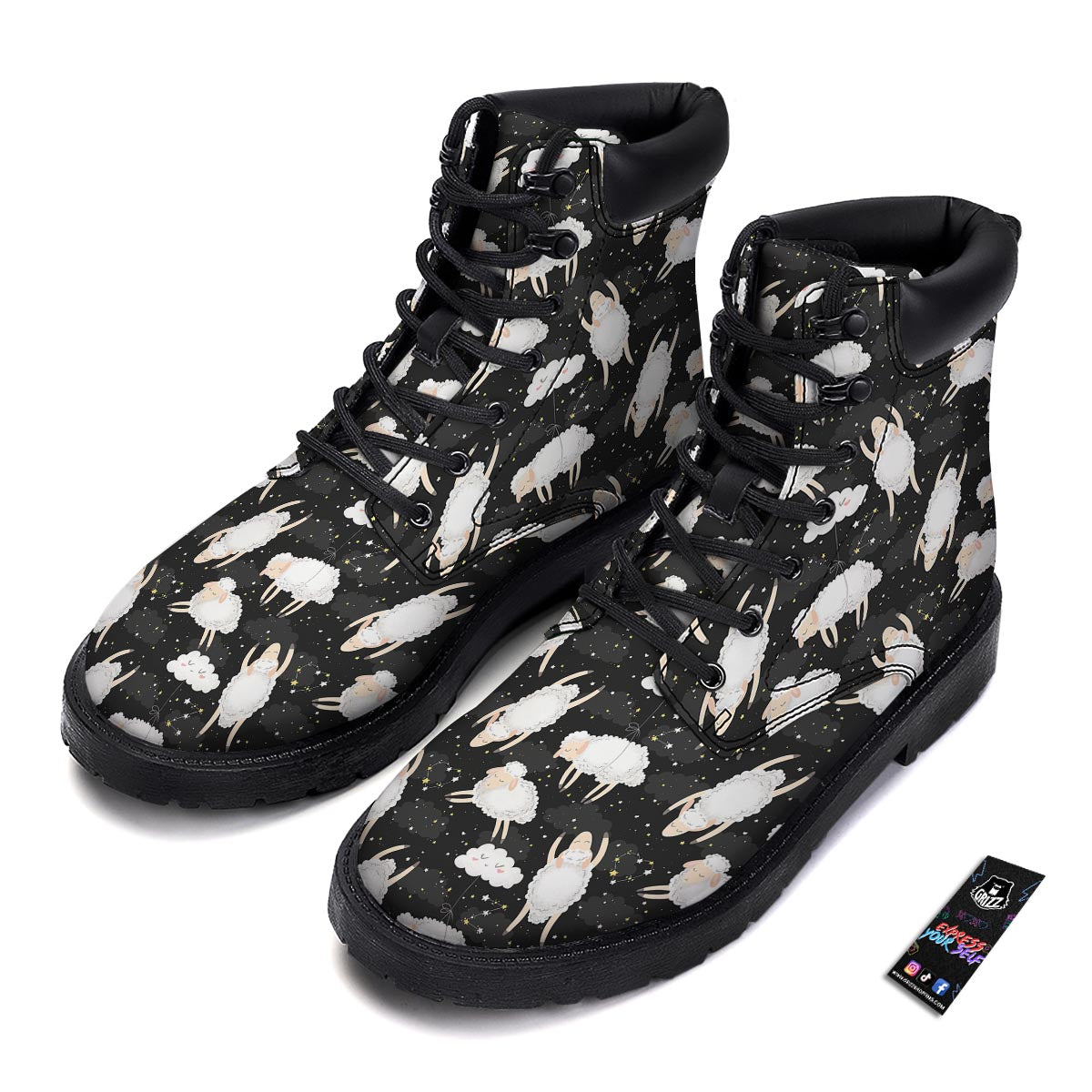 Sheep And Star Print Pattern Boots-grizzshop