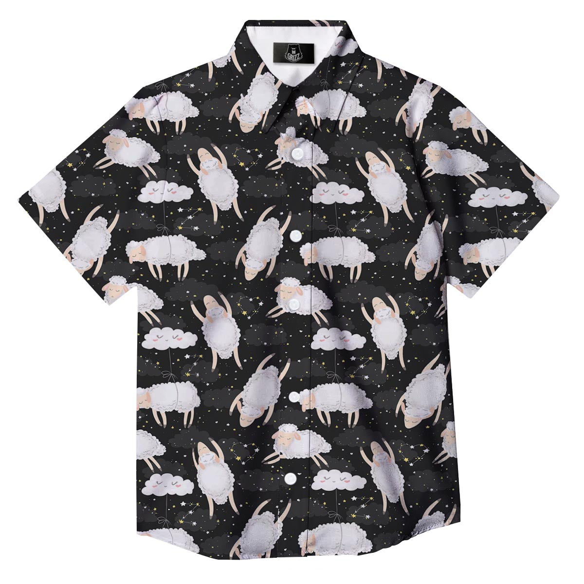 Sheep And Star Print Pattern Button Up Shirt-grizzshop