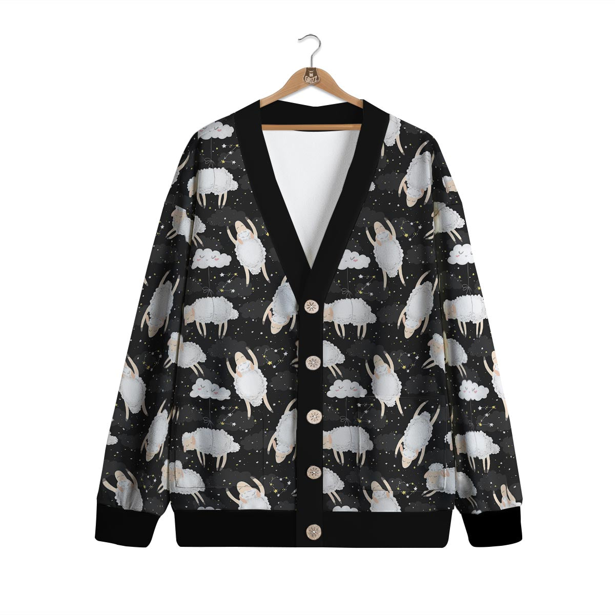 Sheep And Star Print Pattern Cardigan-grizzshop
