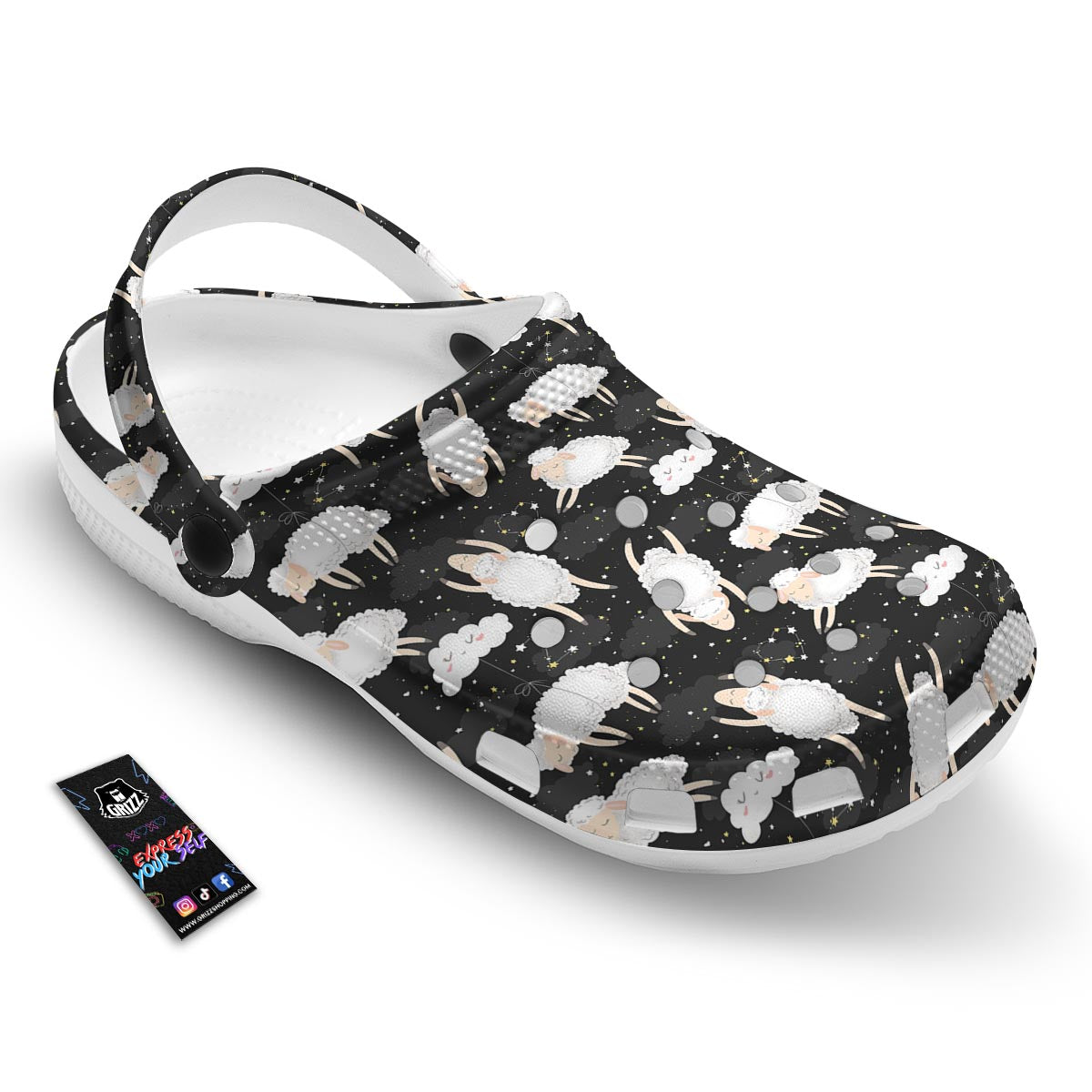 Sheep And Star Print Pattern Clog-grizzshop