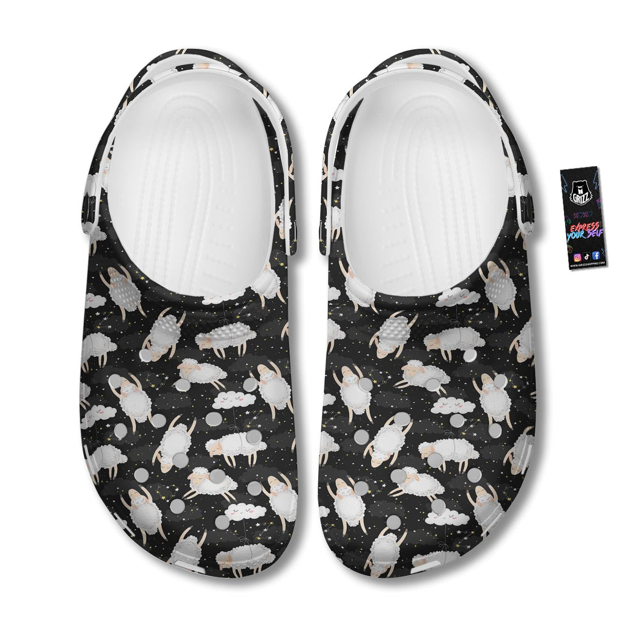 Sheep And Star Print Pattern Clog-grizzshop