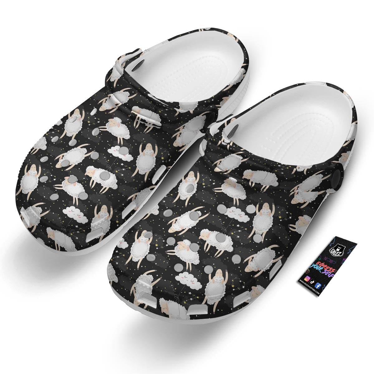 Sheep And Star Print Pattern Clog-grizzshop