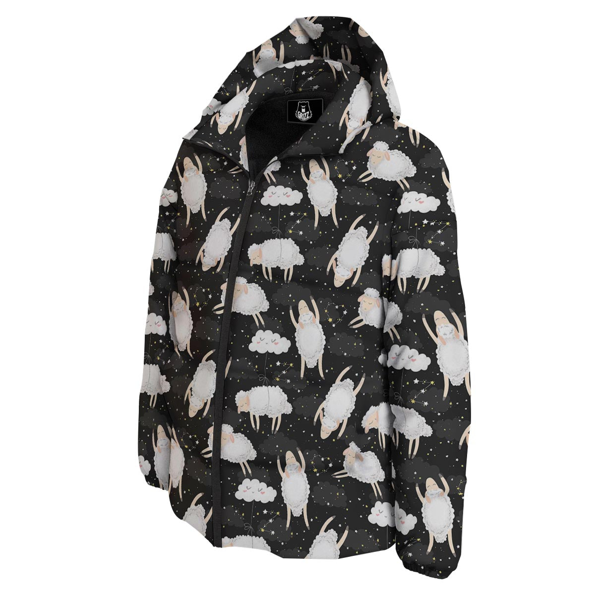 Sheep And Star Print Pattern Down Jacket-grizzshop