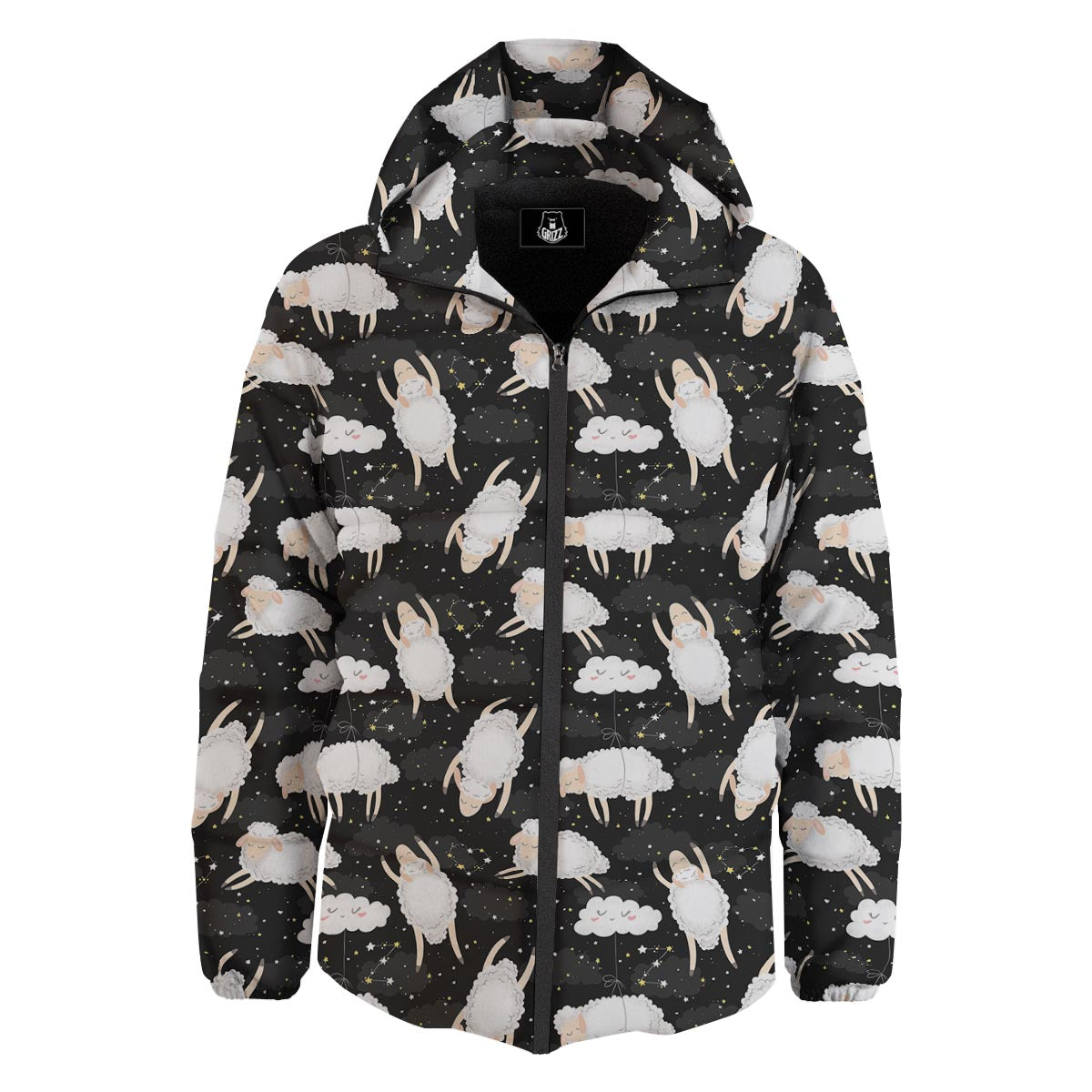 Sheep And Star Print Pattern Down Jacket-grizzshop