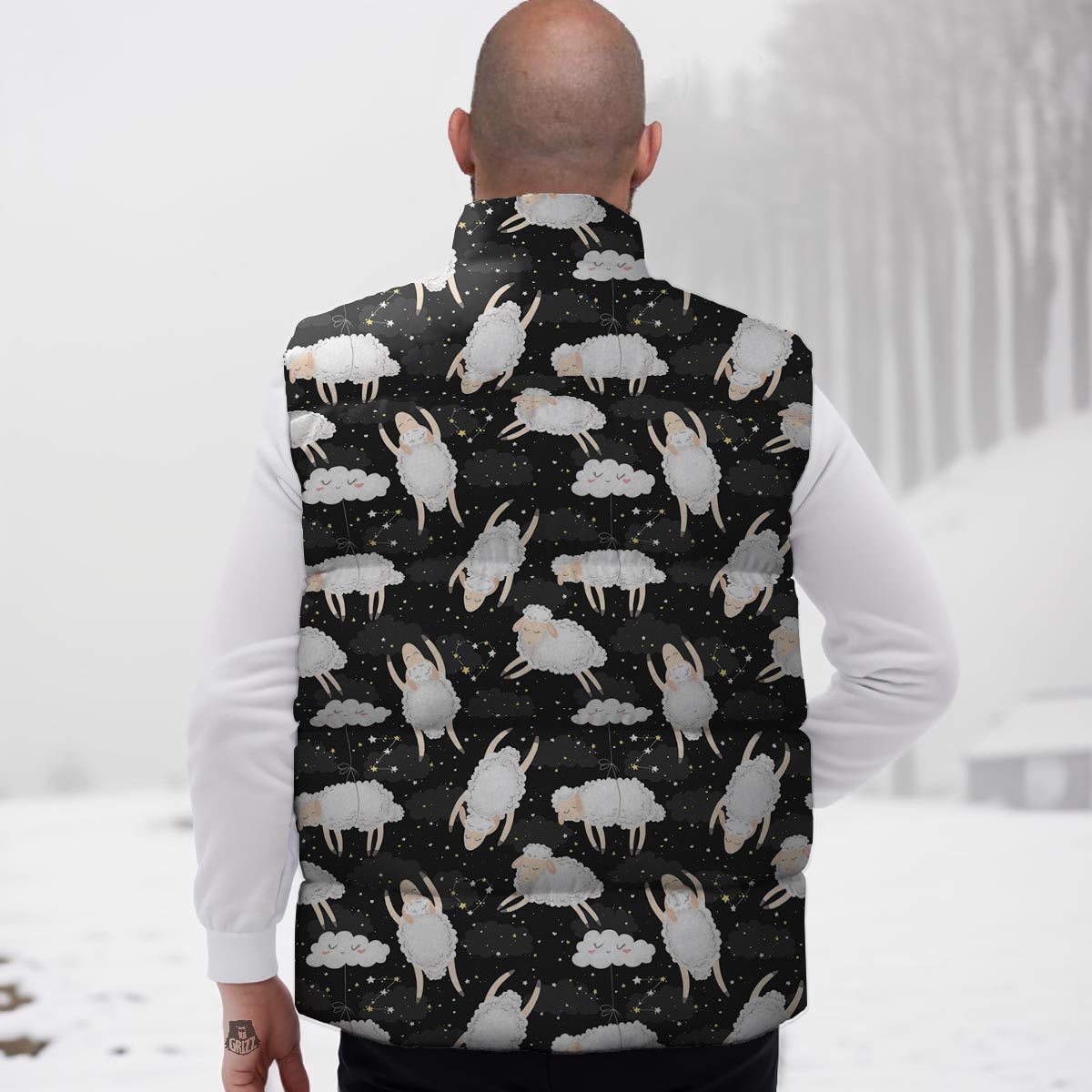 Sheep And Star Print Pattern Down Vest