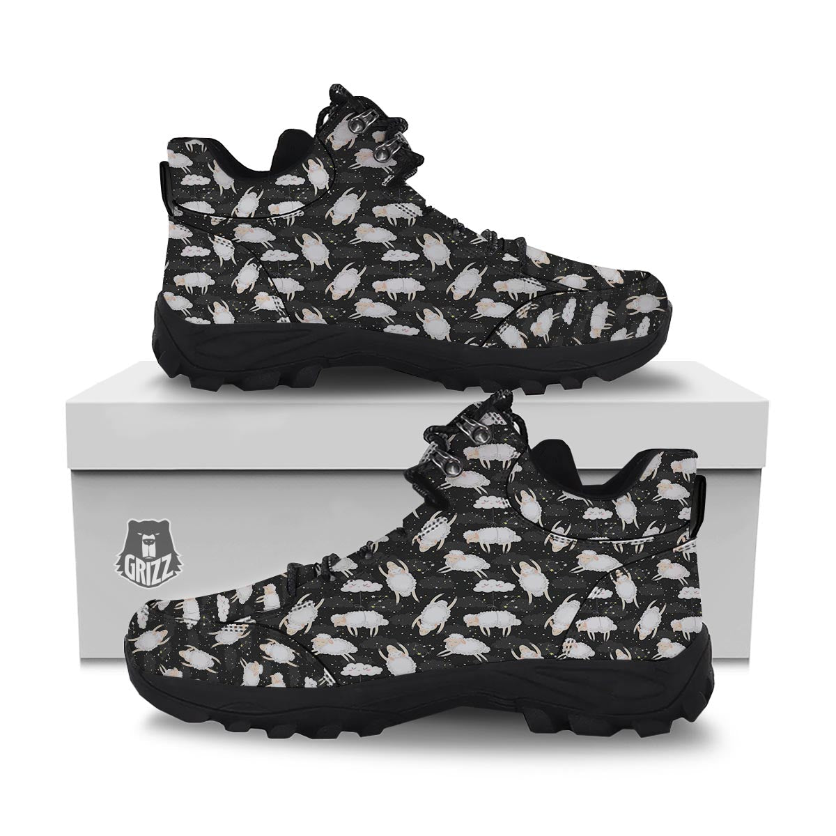 Sheep And Star Print Pattern Hiking Shoes-grizzshop