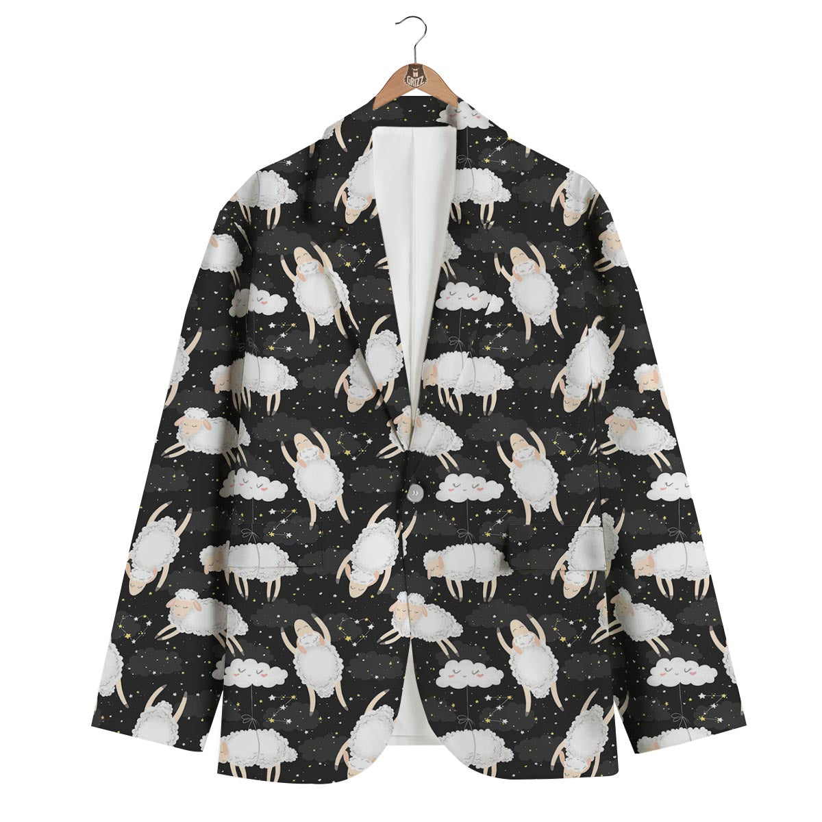 Sheep And Star Print Pattern Men's Blazer-grizzshop