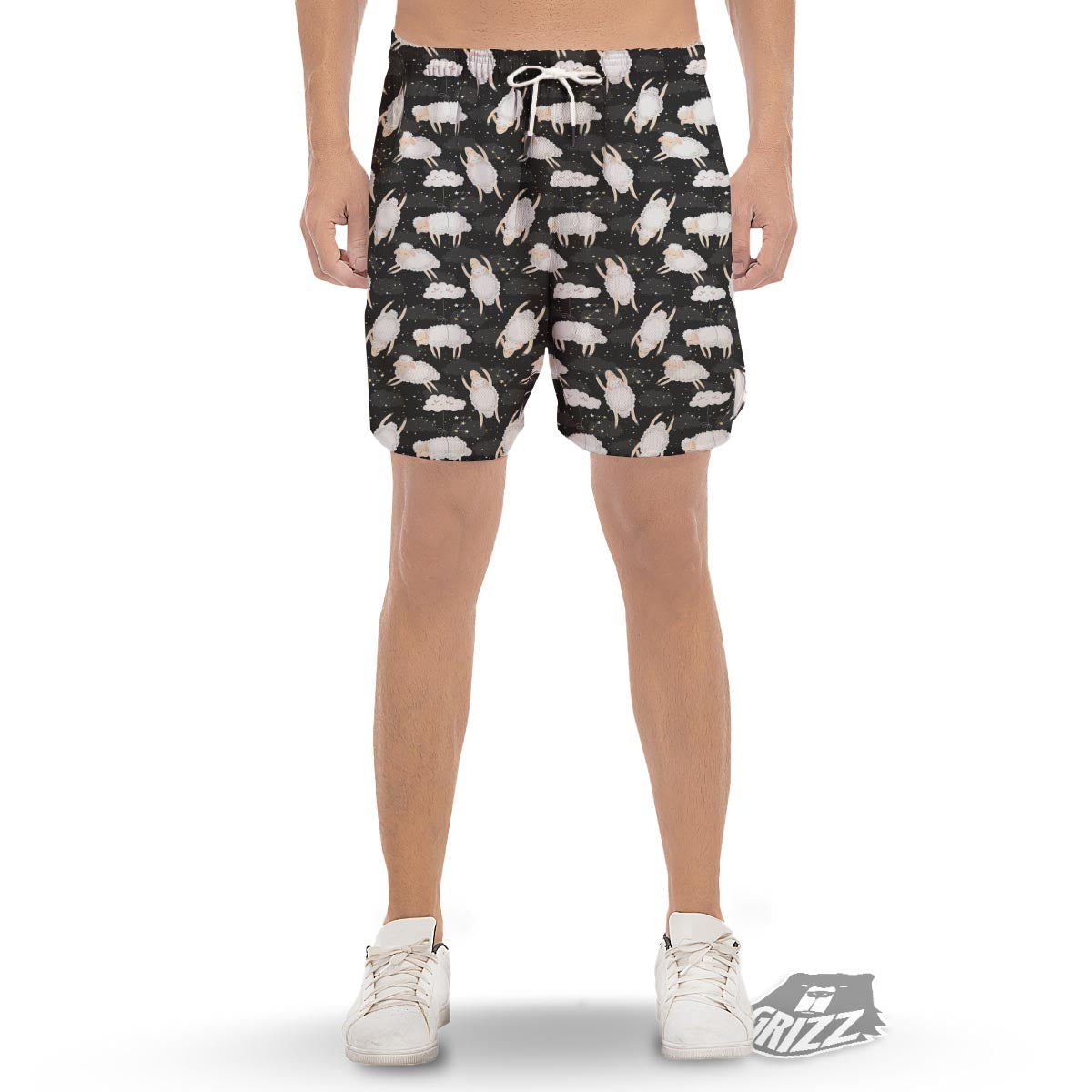 Sheep And Star Print Pattern Men's Gym Shorts-grizzshop