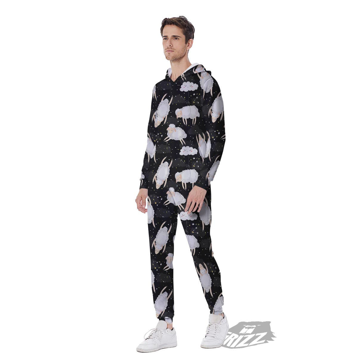 Sheep And Star Print Pattern Men's Jumpsuit-grizzshop