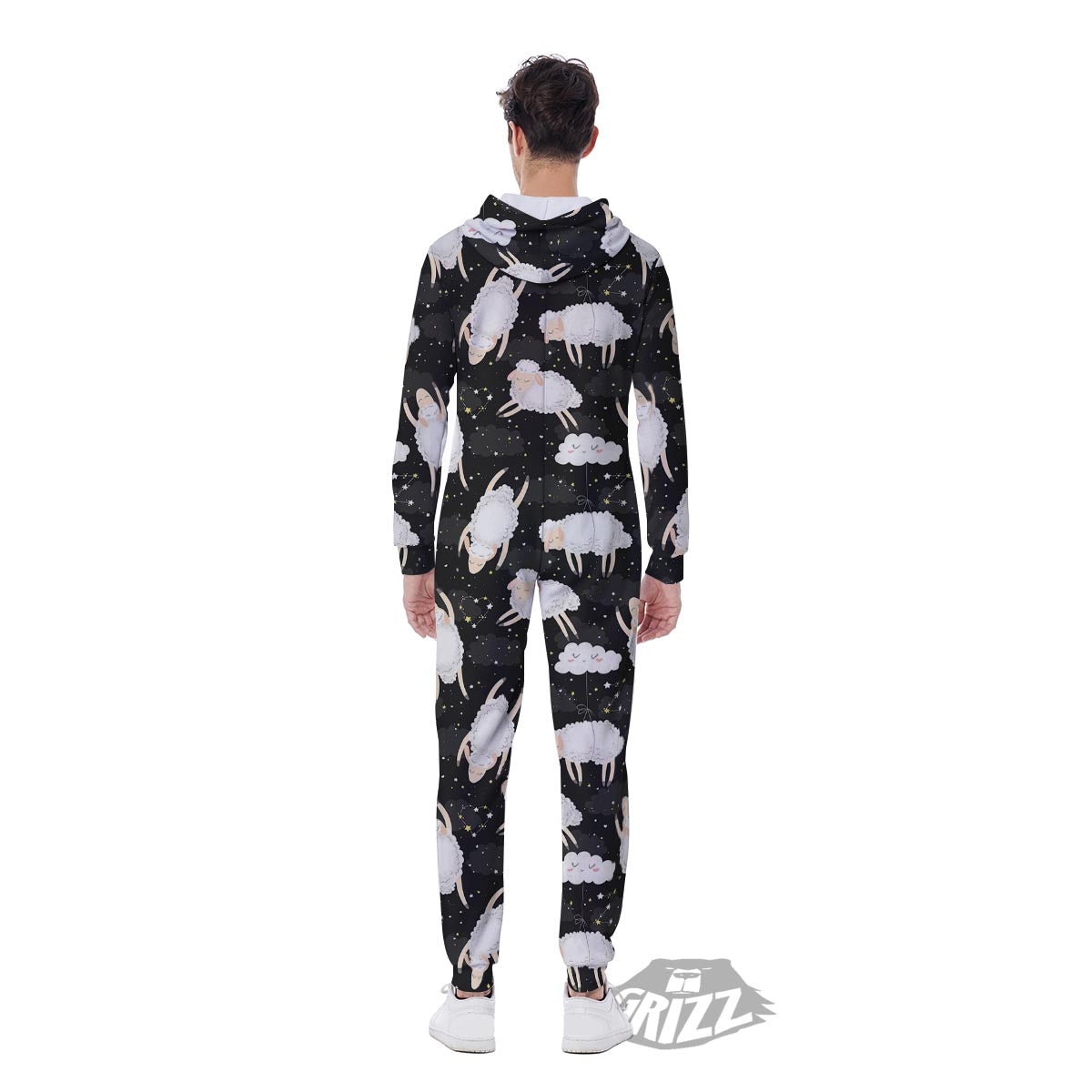 Sheep And Star Print Pattern Men's Jumpsuit-grizzshop