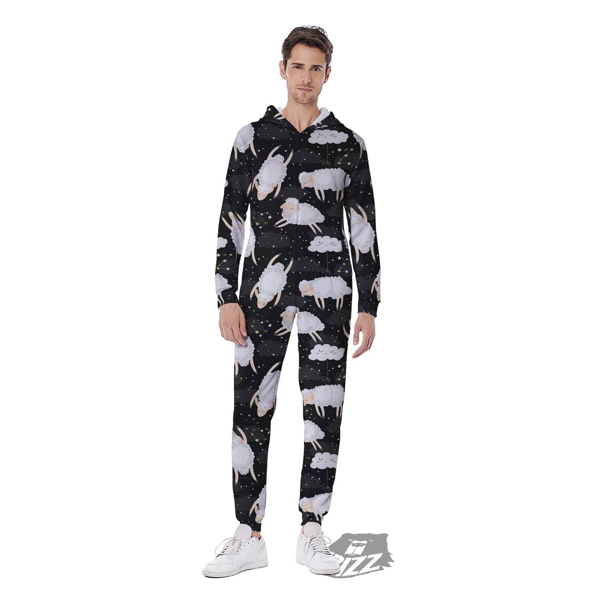 Sheep And Star Print Pattern Men's Jumpsuit-grizzshop