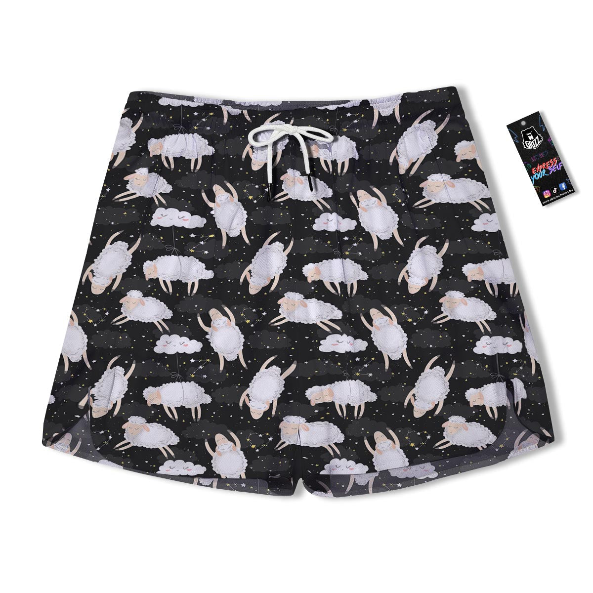 Sheep And Star Print Pattern Men's Running Shorts-grizzshop