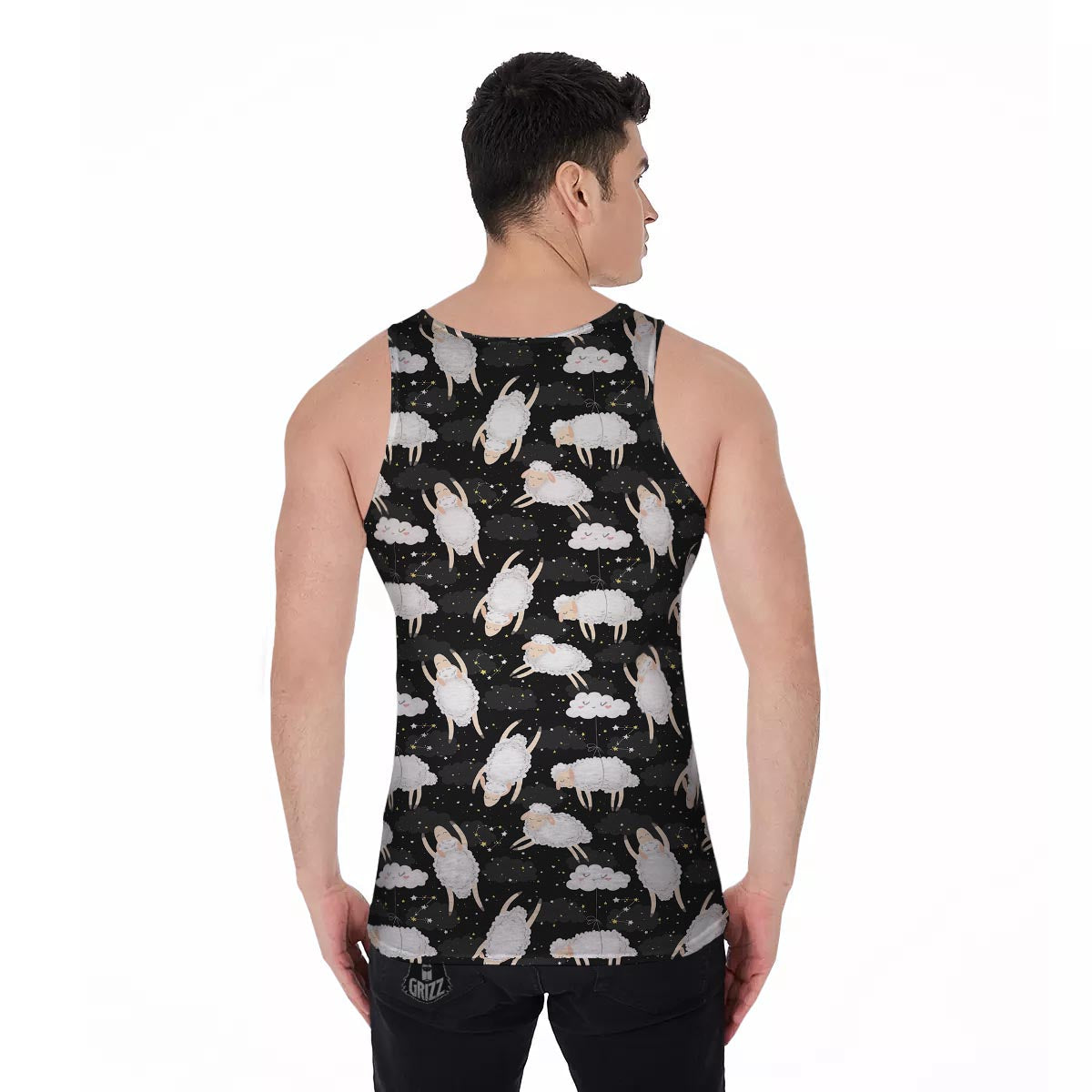 Sheep And Star Print Pattern Men's Tank Top-grizzshop