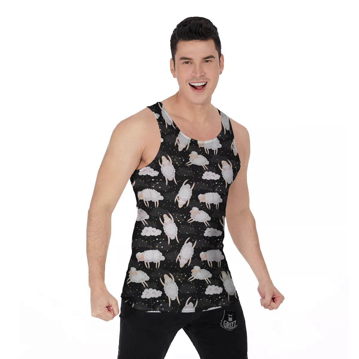 Sheep And Star Print Pattern Men's Tank Top-grizzshop