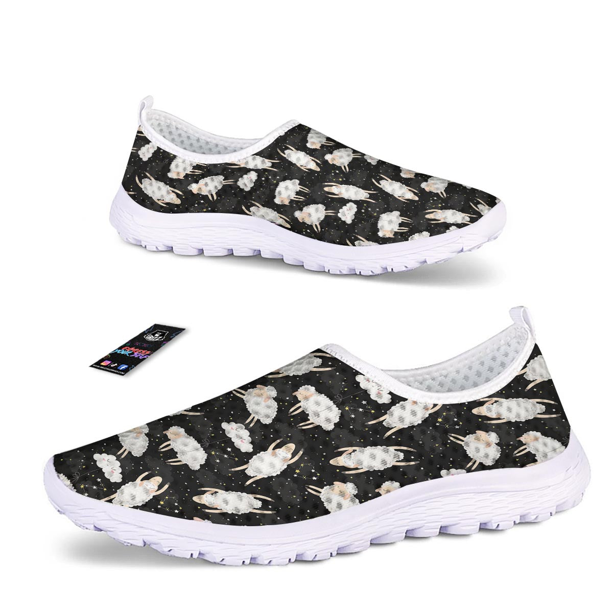 Sheep And Star Print Pattern Nurse Shoes-grizzshop