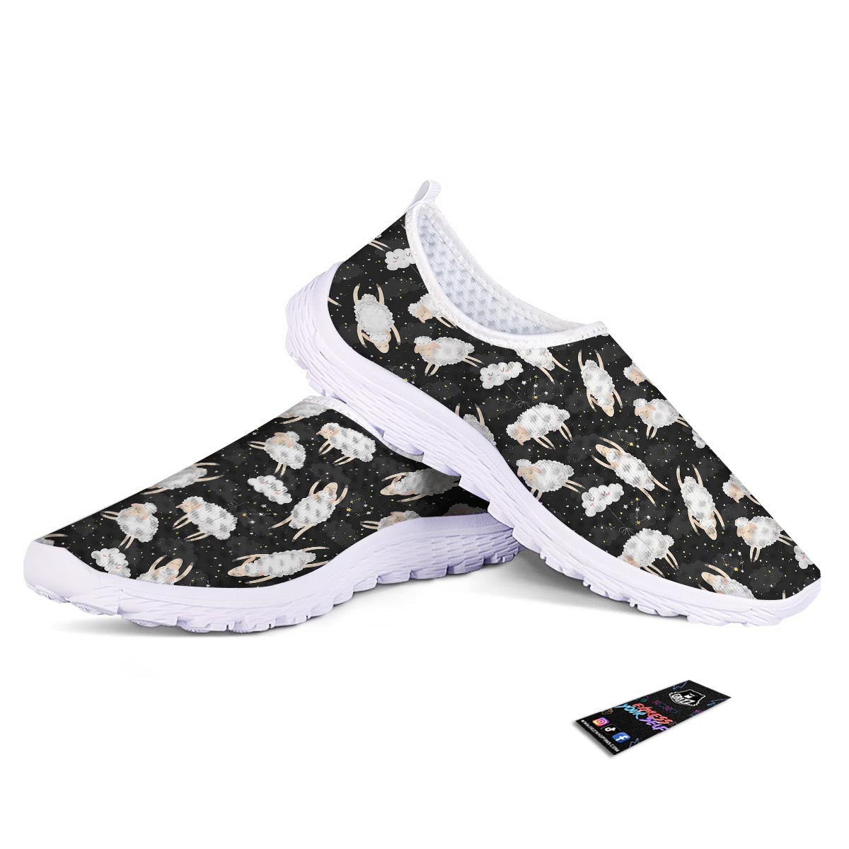 Sheep And Star Print Pattern Nurse Shoes-grizzshop