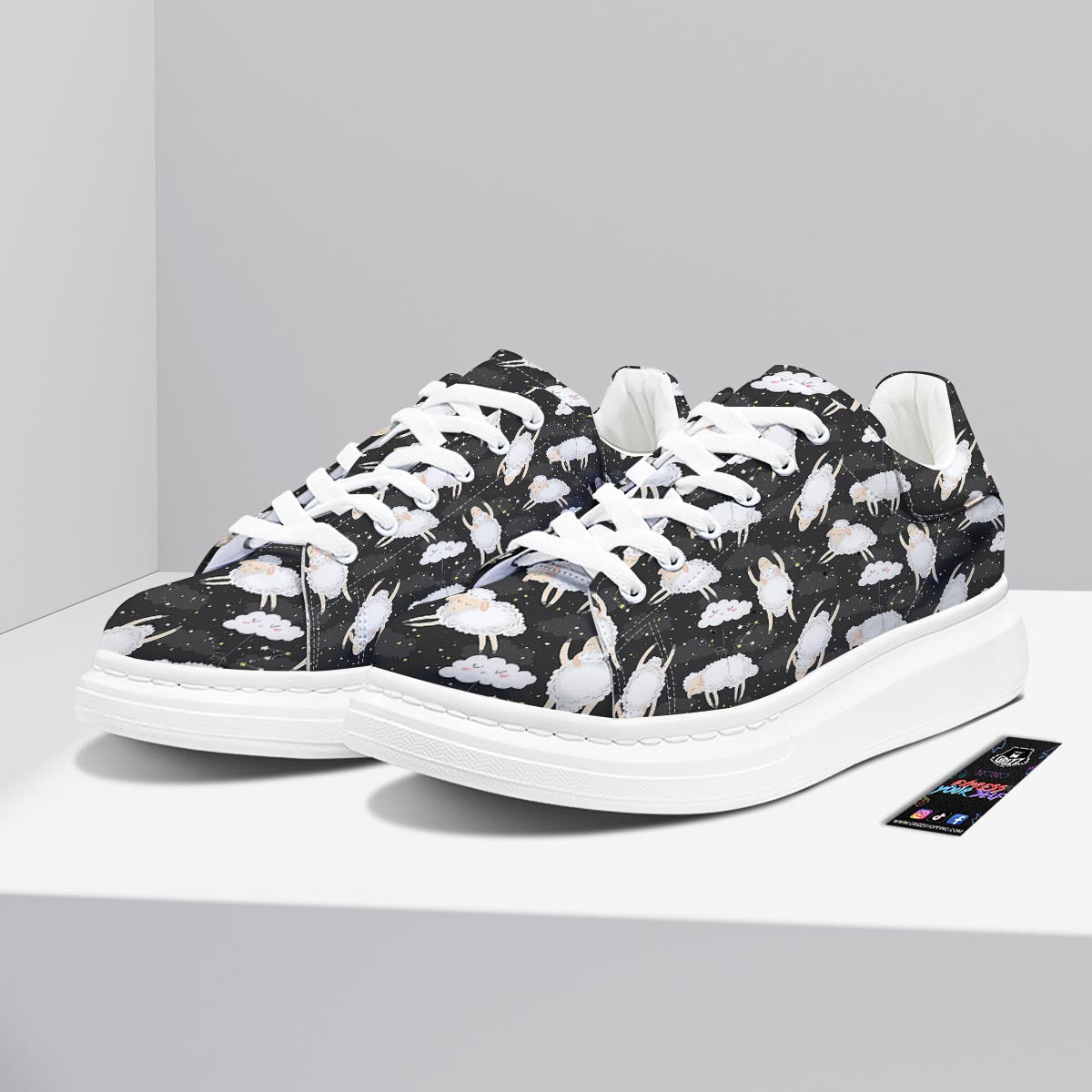 Sheep And Star Print Pattern Platform Shoes-grizzshop