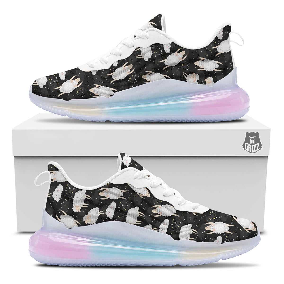 Sheep And Star Print Pattern Running Sneakers-grizzshop