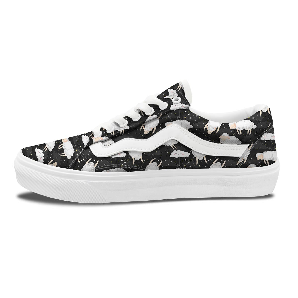 Sheep And Star Print Pattern Skate Shoes-grizzshop
