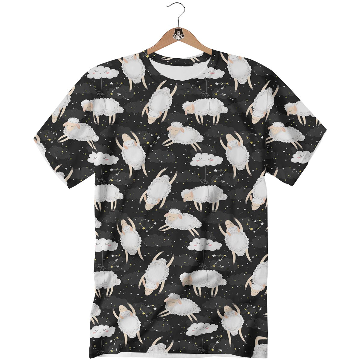 Sheep And Star Print Pattern T-Shirt-grizzshop