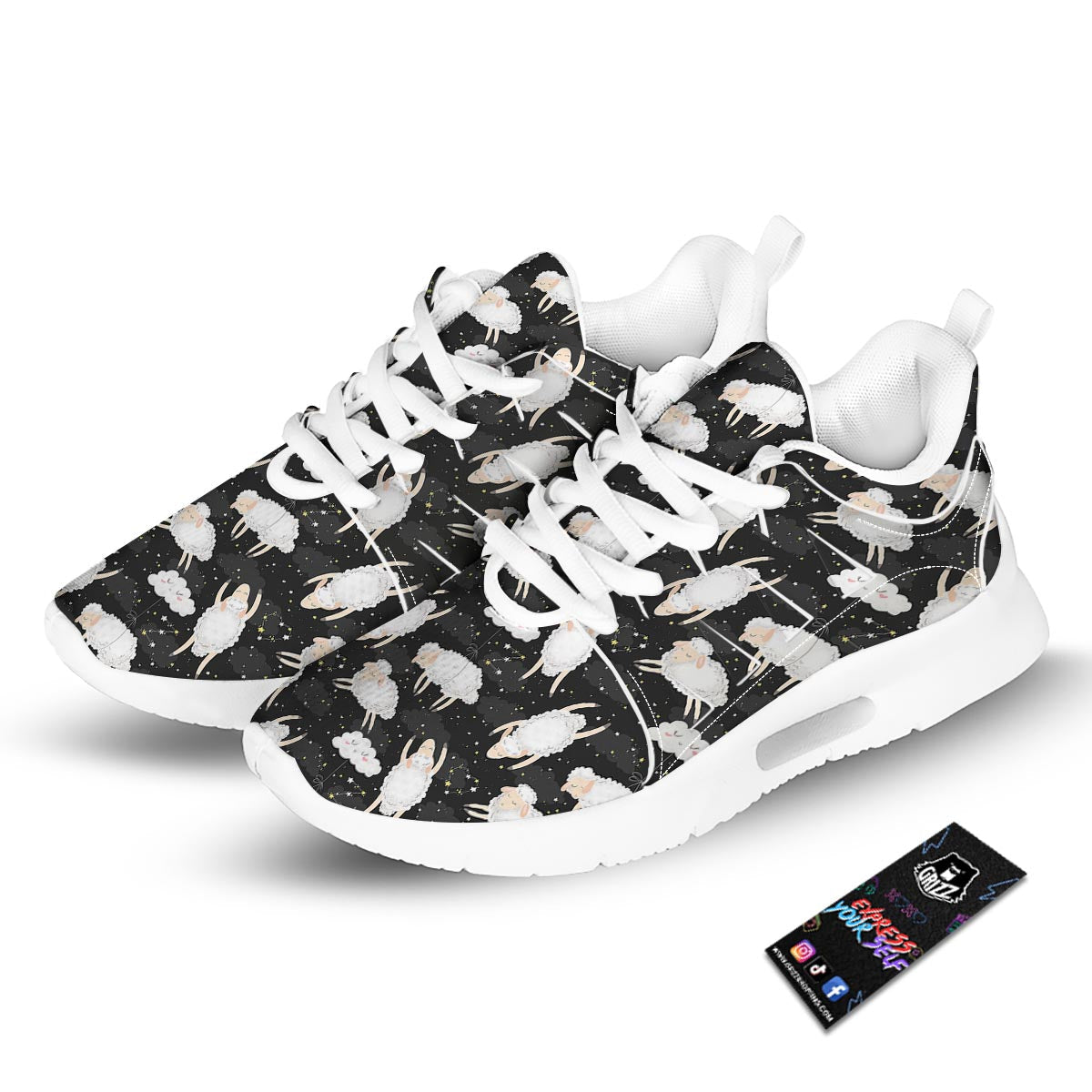 Sheep And Star Print Pattern Tennis Shoes-grizzshop