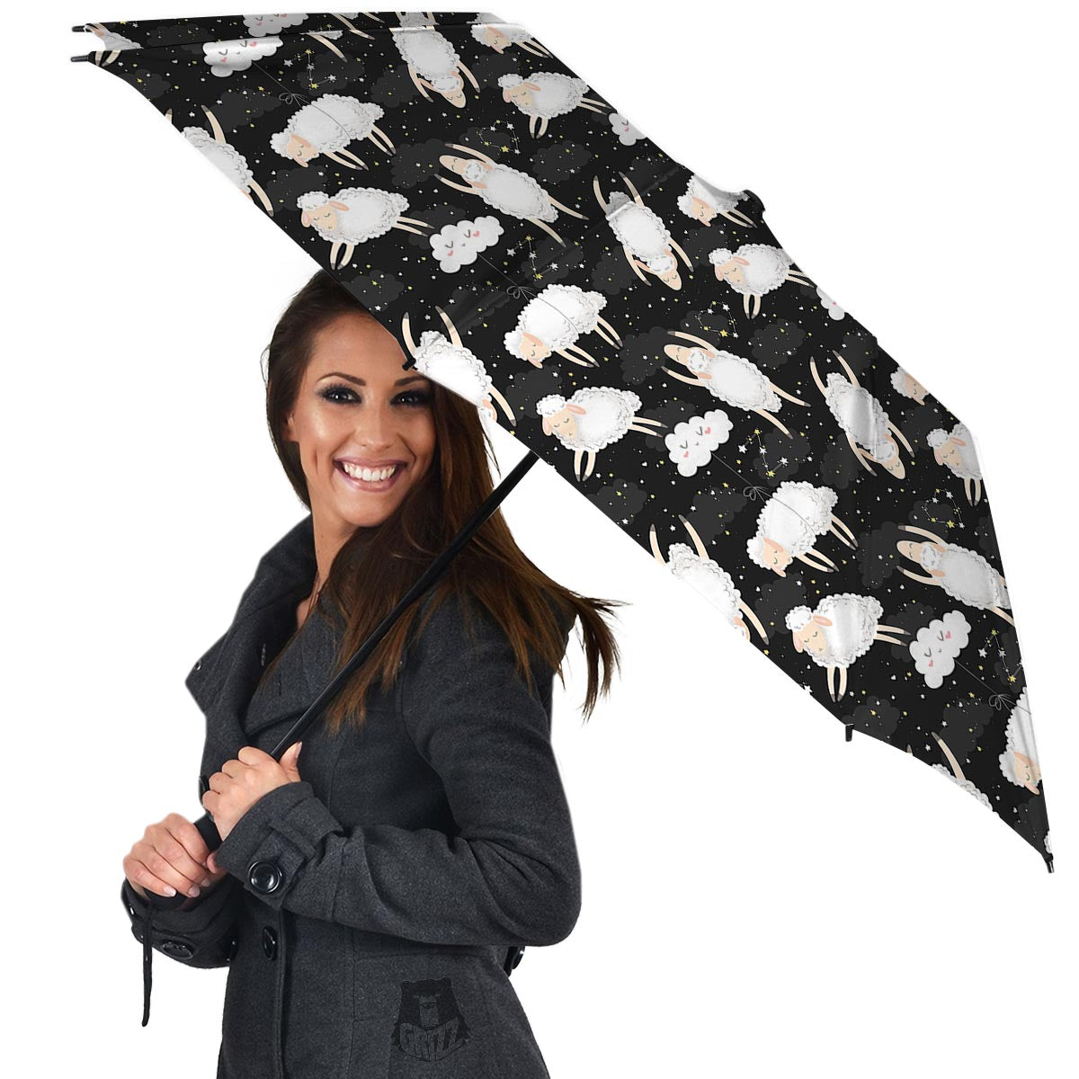 Sheep And Star Print Pattern Umbrella-grizzshop