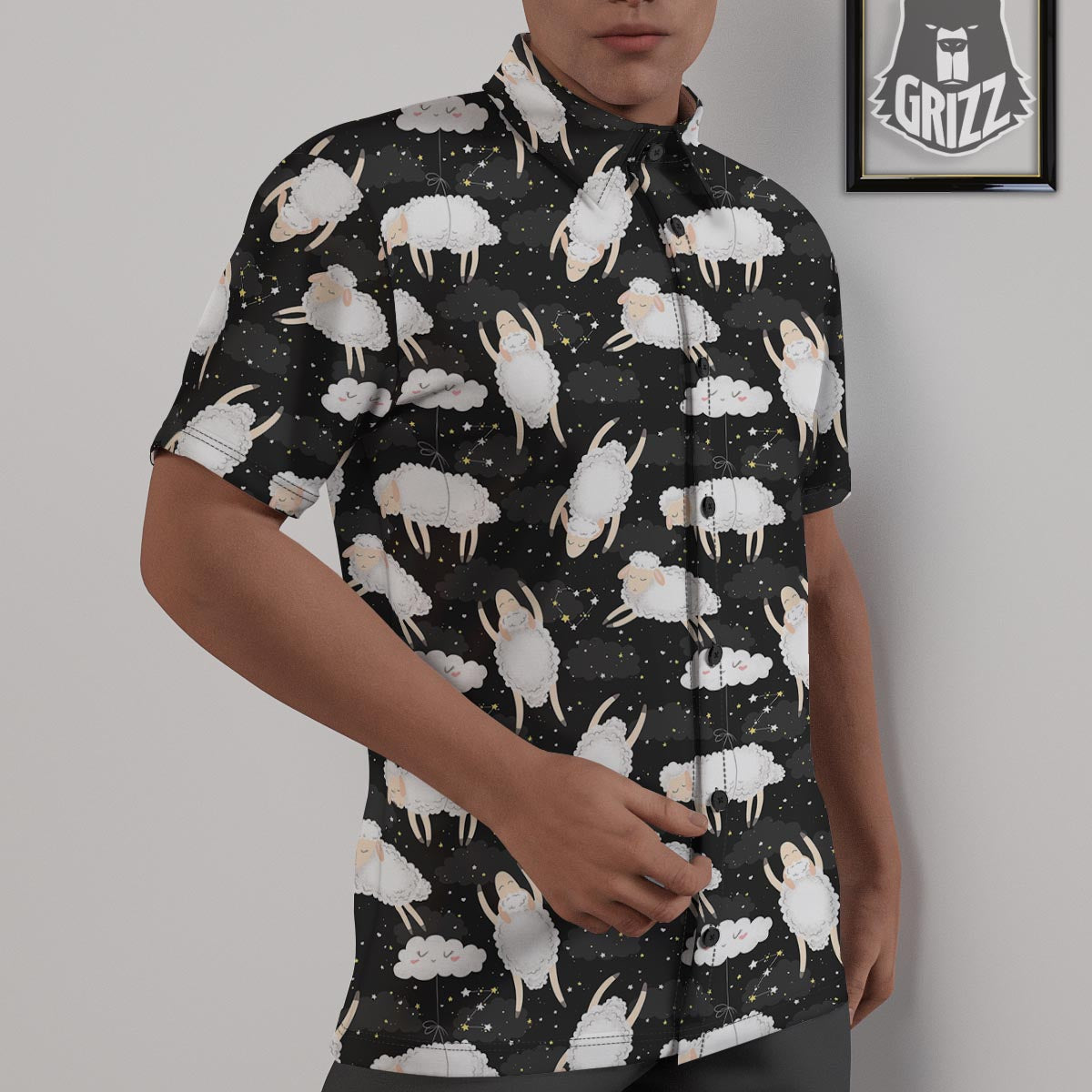 Sheep And Star Print Pattern Untucked Shirts-grizzshop