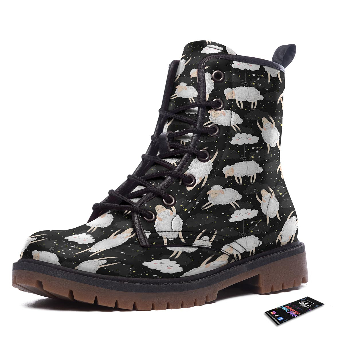 Sheep And Star Print Pattern Work Boots-grizzshop